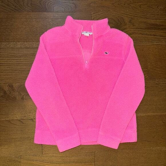 Vineyard Vines Women’s Pink Fleece Sherpa Quarter Zip Pullover Sweater Size S - Picture 1 of 5